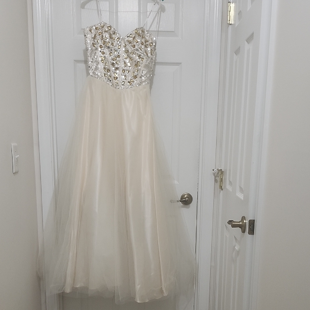 Masquerade Cream and Silver Embellished Dress